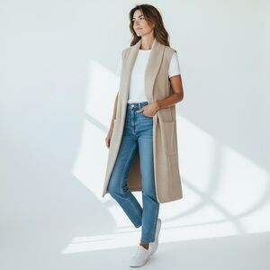 Joie Cream Sleeveless With Pockets Vest